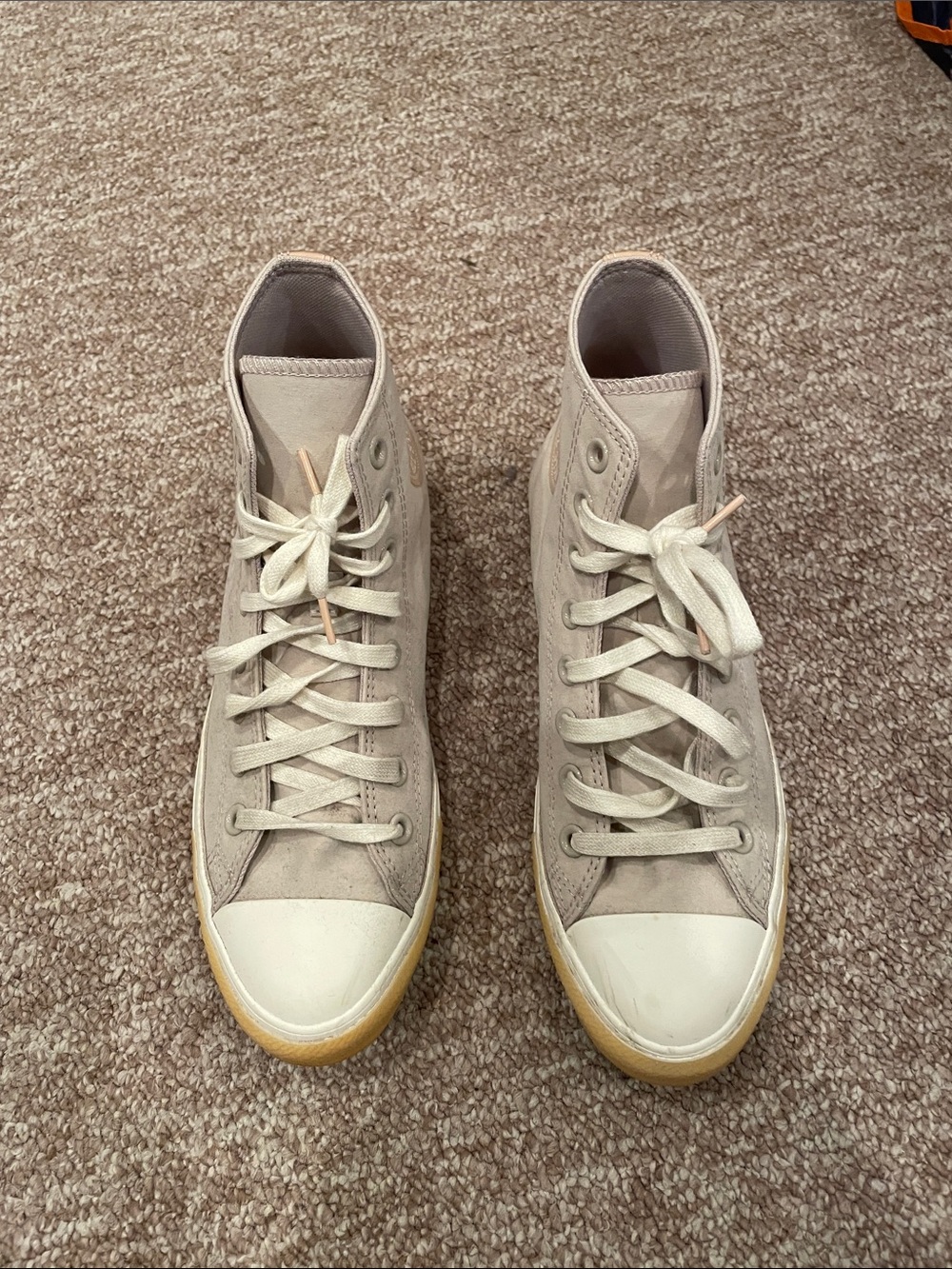Women’s High-Top Canvas Sneakers in Light Beige